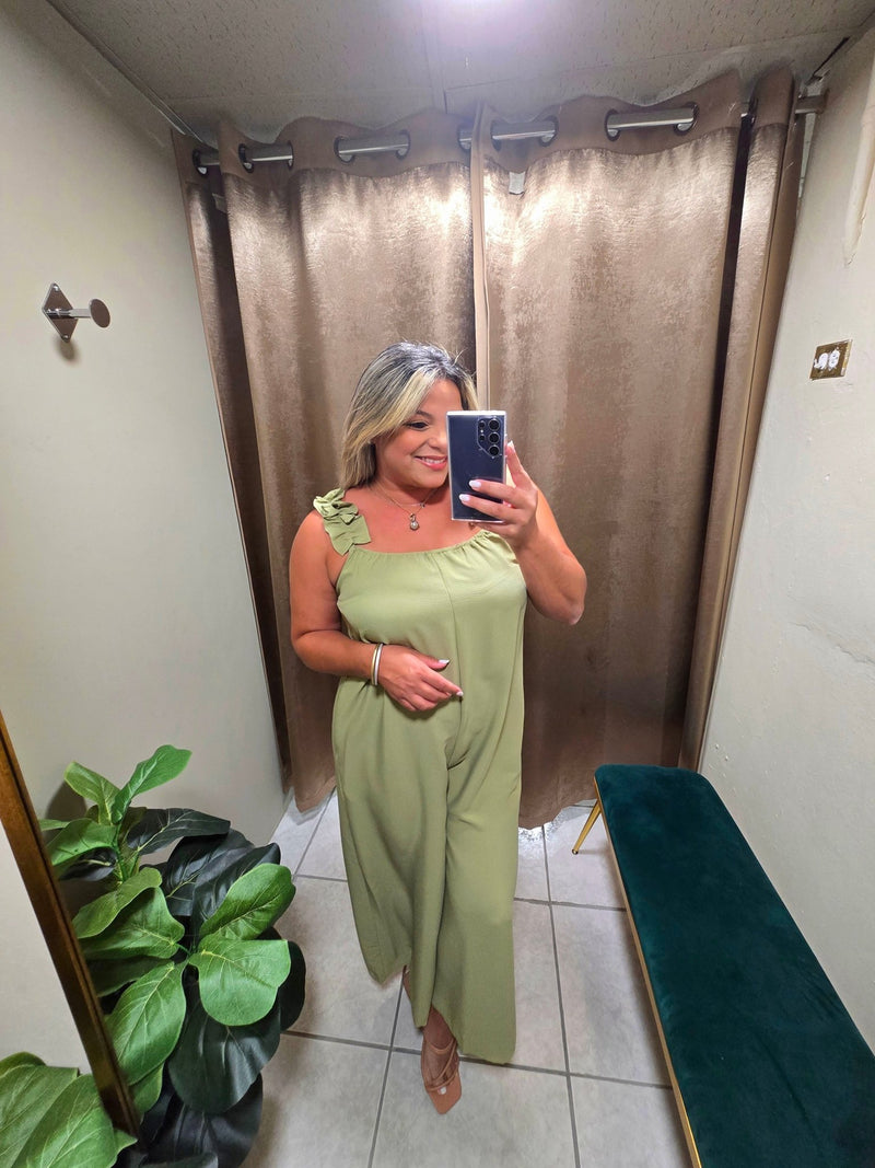 Wide Leg and Shirred Ruffle Strap Jumpsuits - vientostheshop