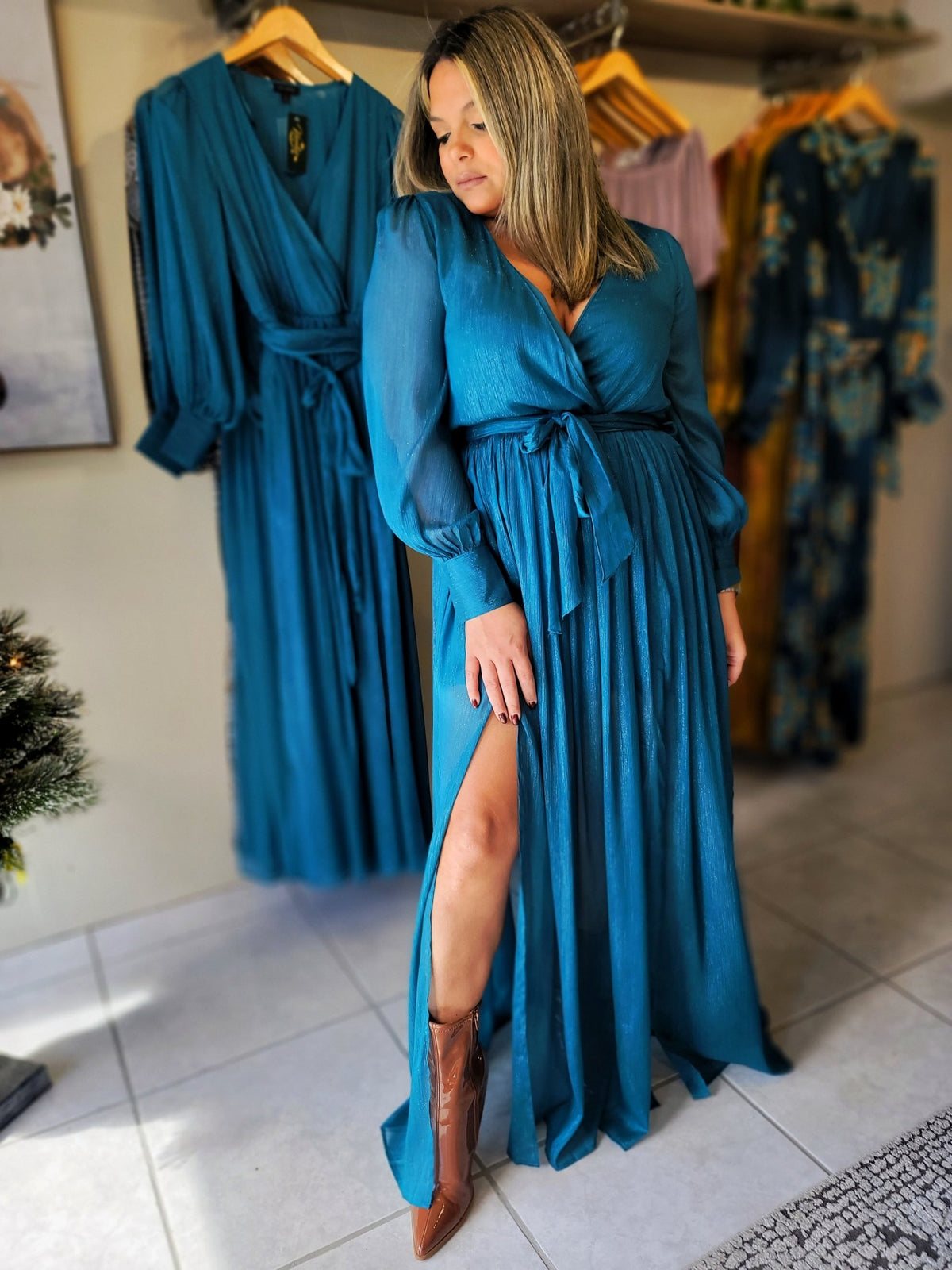 Belen Teal Maxi Dress - vientostheshop
